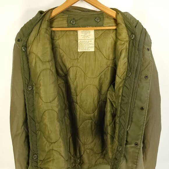 Vtg Military Cold Weather Field Coat Men's Med OG 107 Distressed Destroyed 80s - Picture 11 of 16